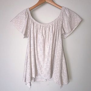 Dusty pink boho eyelet blouse